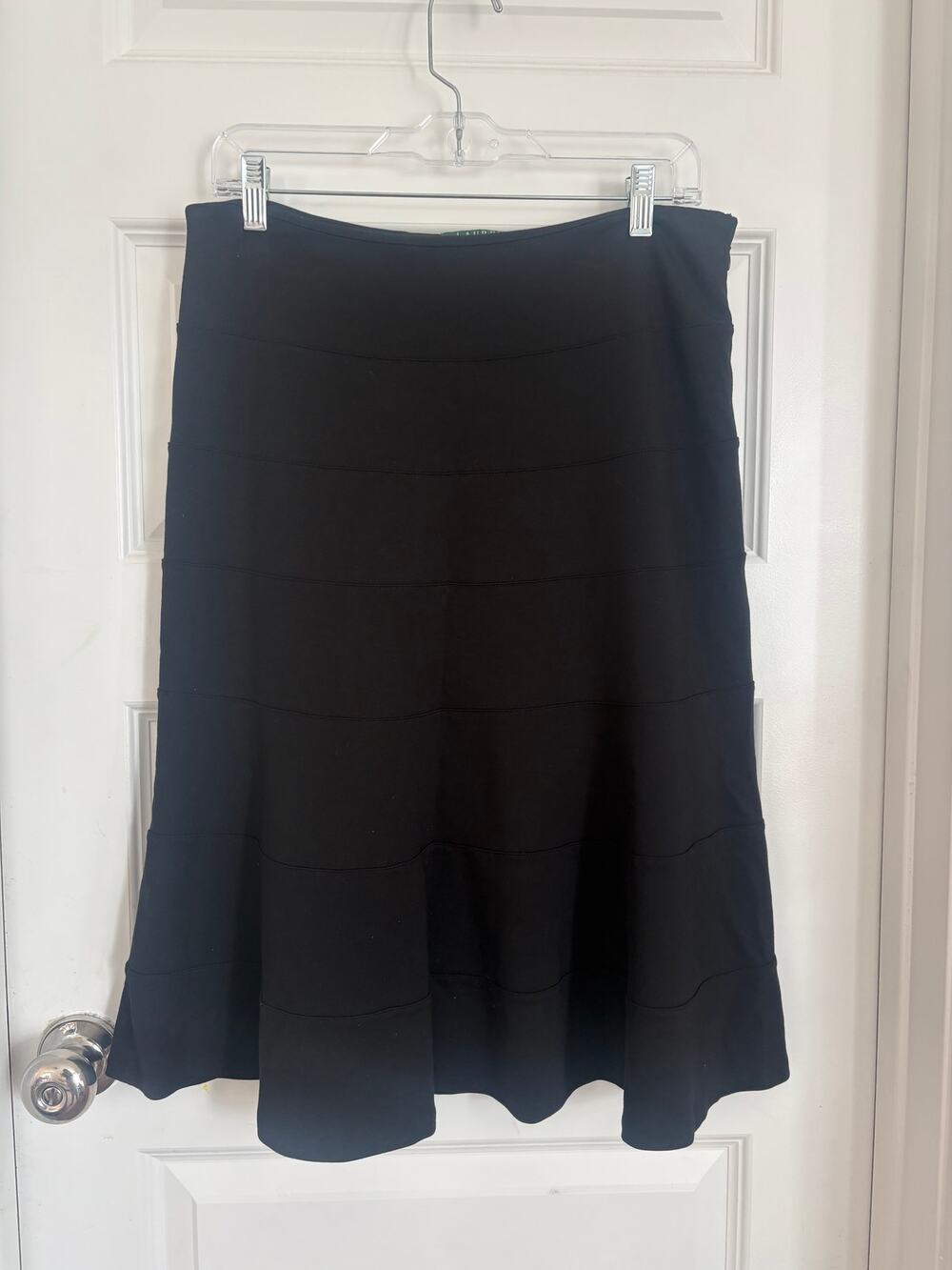 Lauren Ralph Lauren Black A-Line Paneled Midi Skirt Size 6 Lined